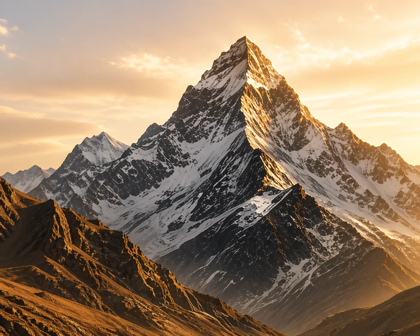 Mountain peak in sunrise light